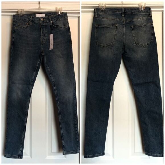 TOPMAN - 🎉HP🎉 NWT - L Size 28/32 Tapered Leg Skinny Jeans/Button-Fly Mid-Rise - Picture 2 of 15